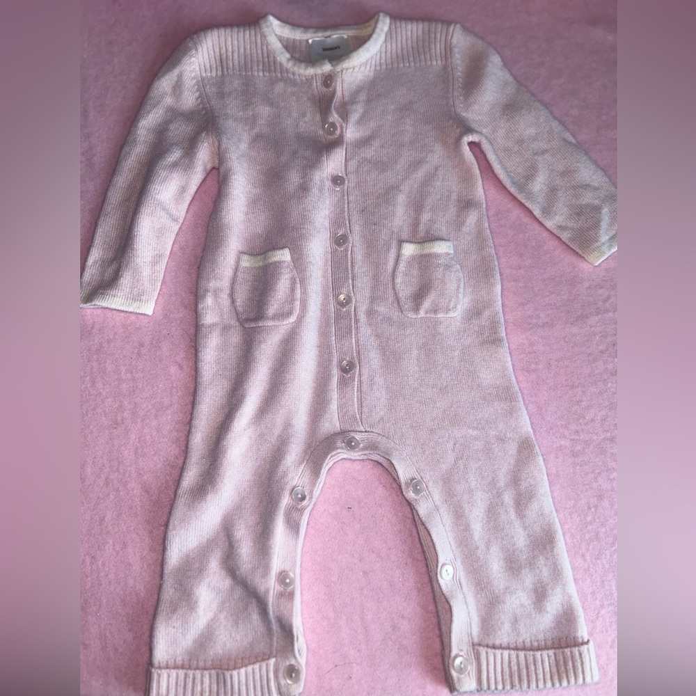 Bloomie’s Pink 100% cashmere One Piece footless body winter sweater suit